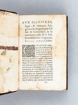La République des Suisses. Comprinse en deux livres [ ... ] Descrite en Latin par Josias Simler de Zurich [ Edition originale de l'édition française ...
