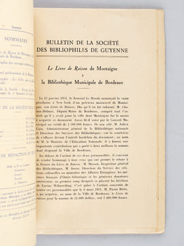 Bulletin de la Société des Bibliophiles de Guyenne [ Série continue de 18 livraisons, du 1er semestre 1951 au Second Semestre 1960 - Années 1951, ...