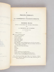 Procès-Verbaux de la Conférence d'Alsace-Lorraine. Tome Premier