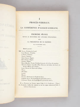 Procès-Verbaux de la Conférence d'Alsace-Lorraine. Tome Premier. Collectif