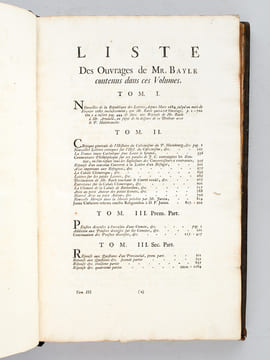 Oeuvres Diverses de Mr. Pierre Bayle, contenant tout ce que cet auteur a publié sur des matières de Théologie, de Philosophie, de Critique, d'Histoire ...