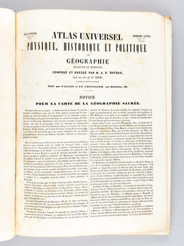Atlas Universel, Physique, Historique et Politique de Géographie Ancienne et Moderne [ Cahier des Notices des 40 cartes contenues dans l'Atlas, seul - ...