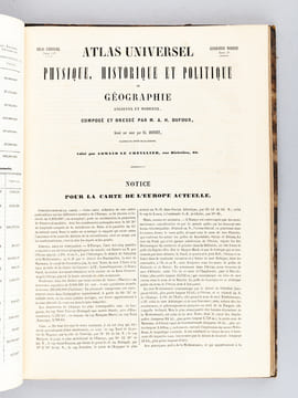 Atlas Universel, Physique, Historique et Politique de Géographie Ancienne et Moderne [ Cahier des Notices des 40 cartes contenues dans l'Atlas, seul - ...