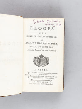 Eloges lus dans les séances publiques de l'Académie Françoise par M. d'Alembert [ Edition originale ] [ Contient : ] Eloges de Massillon, Boileau ...