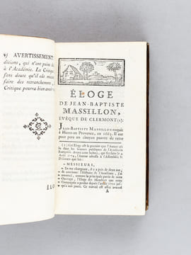 Eloges lus dans les séances publiques de l'Académie Françoise par M. d'Alembert [ Edition originale ] [ Contient : ] Eloges de Massillon, Boileau ...