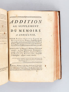 I : Mémoire à Consulter pour Pierre-Auguste Caron de Beaumarchais [ ... ] [ Suivi de : ] II : [ Requête d'Atténuation pour le Sr. Caron de ...