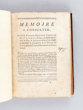 I : Mémoire à Consulter pour Pierre-Auguste Caron de Beaumarchais [ ... ] [ Suivi de : ] II : [ Requête d'Atténuation pour le Sr. Caron de ...