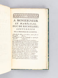 Azor et Ismène, ou les Fêtes Bordeloises, Ballet Représenté par la Troupe de Mlle Destouches, sur le Théâtre de la Ville de Bordeaux, en présence de Monseigneur le Maréchal Duc de Richelieu, Gouverneur de la Province de Guienne. [ Suivi de : ] A Monseigneur le Maréchal Duc de Richelieu, Gouverneur de la Province de Guienne