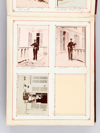 Album photo ancien contenant 73 photos : Vieille maison des religieuses de Moret sur Loing - Yvonne, Andrée Henry Septembre 1908 - Maurice, Jehan, Henry - Hubert retour période militaire 1908 - Maurice - Gilberte, Jacqueline 1909 - Yvonne août 1909 Les Annonciades - Mur écroulé aux Annonciades, Meulan 1910 - etc.