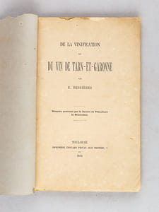 De la vinification et du vin de Tarn-et-Garonne [ Edition originale ]