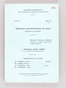 Médecine traditionnelle en Haïti (Perspectives et Orientations) Année 1977. DANIEL, Christophe Jocelyn