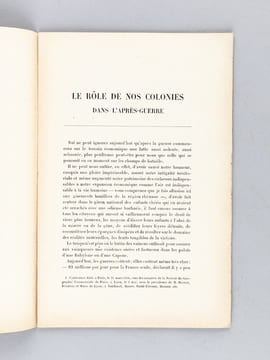 Le rôle de nos Colonies dans l'Après-Guerre [ Edition originale ]. DU VIVIER DE STREEL, E.