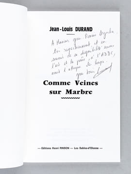 [ Lot de 6 ouvrages de poésie de Jean-Louis Durand ] Transparences [ Livre dédicacé par l'auteur ] [ Avec : ] Comme veines sur marbre [ Livre dédicacé ...