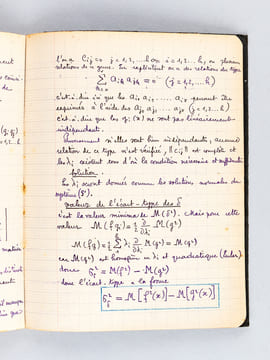 Notes de cours manuscrites : Cours de Calcul des Probabilités [ 5 cahiers manuscrits circa 1947 ] On joint une L.A.S. de Charles Pisot datée du 14 ...