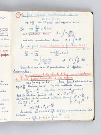 Notes de cours manuscrites : Cours de Mécanique rationnelle. Mécanique du point. Cinématique (2 cahiers manuscrits)