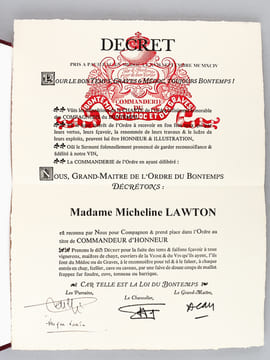 Commanderie du Bontemps de Médoc et des Graves [Avec : ] Décret de nomination au titre de Commandeur d'Honneur de Madame Micheline Lawton [ Michelin ...