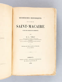 Recherches historiques sur la ville de Saint-Macaire, l'une des Filleules de Bordeaux