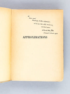 Approximations. Cinquième Série [ Livre dédicacé par l'auteur ]. DU BOS, Charles