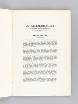 Die Poesjenellenkelder (Théâtre de Marionnettes d'Anvers) [ Avec 3 courriers manuscrits originaux ayant servis à la rédaction de l'ouvrage ]. JEANNE, ...