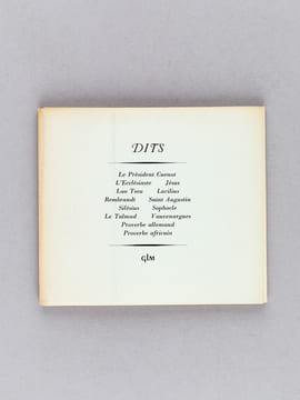 Dits (3 Volumes - Complet) Dits I - Dits II - Dits III [ Contient : ] Dits I : Le Président Cuénot L'Ecclésiaste Jésus Lao Tseu Lucilius Rembrantd ...