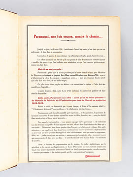 Films Paramount. Livre d'Or Saison 1928-1929. Manuel de publicité & d'Exploitation. Société Anonyme Française des Films Paramount