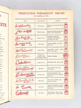 Films Paramount. Livre d'Or Saison 1928-1929. Manuel de publicité & d'Exploitation. Société Anonyme Française des Films Paramount