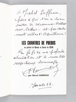 Les chantres de Phébus ou portrait de Myriam et Gaston de Béarn [ Livre dédicacé par l'auteur, avec 2 L.A.S. ]. GARRIGUE, Gérard