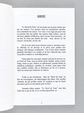 Le Bord de l'Eau. Revue littéraire mensuelle (18 premiers numéros, du n° 1 de décembre 1993 au n° 18 de janvier-février 1996) [ Avec plusieurs billets ...