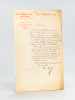 1 Lettre autographe signée, à en-tête de Et. Carjat & Cie, datée de Veules, le 8 septembre 1884 : "Cher Ami, Je t'écris à la hâte de ce charmant pays ...