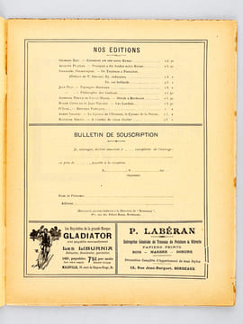 Burdigala. Revue Mensuelle de Littérature et d'Art (Série suivie du N°1 de la Première année 1912 au N°5 de la Troisième et dernière année 1914) Année ...