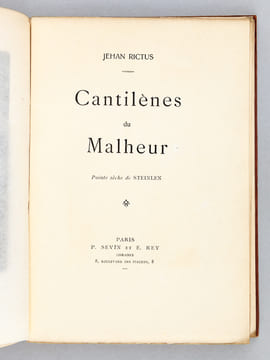 Cantilènes du Malheur [ Edition originale - Livre dédicacé par l'auteur ] Jasante de la "Vieille" - Les Ingrats - Le Fou Volé. RICTUS, Jehan ; ...