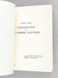 L'interdiction ou le sommeil d'Antiope [ Edition originale ]