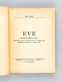 Eve [ Edition originale - Livre dédicacé par l'auteur ]