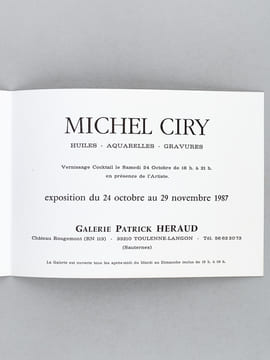 Michel Ciry. Huiles - Aquarelles - Gravures. Galerie Patrick Héraud [ Avec une belle lettre autographe signée de Michel Ciry ] Carton d'invitation au ...