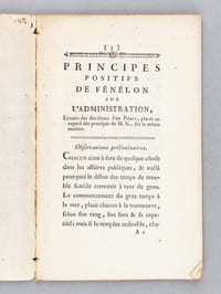 Principes Positifs de Fénélon et de M. Necker sur l'Administration [ Edition originale ] Extraits des directions d'un Prince, placés en regard des principes de M. N... sur la même matière