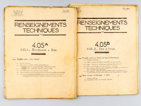 [ Renseignements techniques N° 4.05 A et 4.05 B ] : 4.05.1 : Bordeaux à Dax Mai 1960  [ Avec : ] Fascicule-Horaires N° 4.05 A Horaires. ...