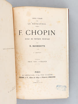 G. Chopin, Essai de critique musicale par H. Barbedette [ Avec : ] Leçons écrites sur les Sonates pour Piano seul de L. van Beethoven [ Edition ...
