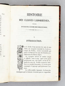 Histoire des Classes Laborieuses, précédée d'un Essai sur l'Economie Industrielle et Sociale [ Edition originale ]