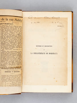 Histoire et Description de la Bibliothèque Publique de la Ville de Bordeaux et aperçu des Principaux ouvrages, soit imprimés, soit manuscrits qu'elle ...