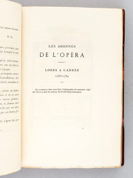 Les Abonnés de l'Opéra (1783-1786). BOYSSE, Ernest