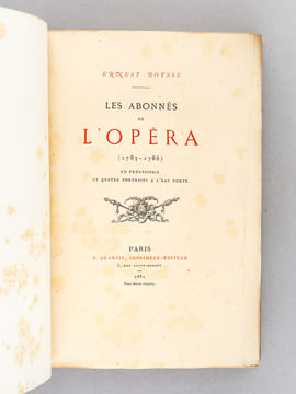 Les Abonnés de l'Opéra (1783-1786). BOYSSE, Ernest