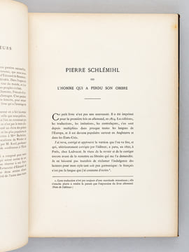 Pierre Schlémihl ou l'Homme qui a perdu son Ombre. Suivi d'un choix de ses Poésies.. CHAMISSO, Adelbert de