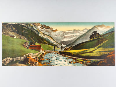 Gavarnie - Le Cirque et le Gave [ Vue panoramique géante en couleurs format 56 x 22 cm ]