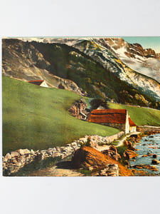 Gavarnie - Le Cirque et le Gave [ Vue panoramique géante en couleurs format 56 x 22 cm ]
