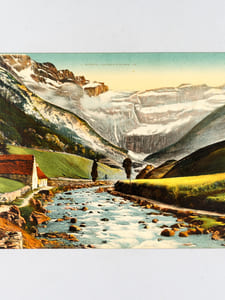 Gavarnie - Le Cirque et le Gave [ Vue panoramique géante en couleurs format 56 x 22 cm ]
