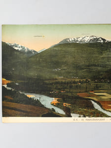 Argelès-Gazost. Fond du Lavedan et coupures de Cauterets, Arrens ; vue prise des hauteurs de Silhen (C.C. 44) [ Vue panoramique géante en couleurs format 56 x 22,5 cm ]