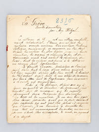 Ensemble de 6 manuscrits littéraires originaux : L'Abandonnée. Nouvelle Alsacienne ; Le Retour du Proscrit ; La Grève. Nouvelle Dramatique ; Le Petit Sergent ; Le Cadeau de Noël du Père Antoine. Conte de Noël Alsacien ; Mariage par Procuration. Comédie