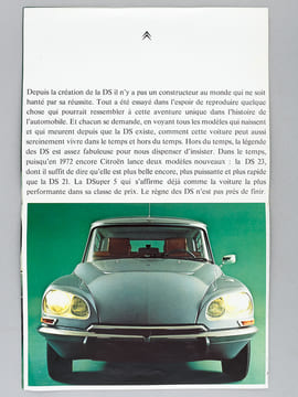Grand dépliant publicitaire Citroën DS 1972 (DS23 et Dsuper 5). CITROEN
