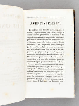 Histoire de Touraine, depuis la Conquête des Gaules par les Romains, jusqu'à l'année 1790 (4 Tomes - Complet) suivie du Dictionnaire biographique de ...
