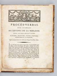 Procés-Verbal des Séances de l'Ordre de la Noblesse des Sénéchaussées d'Angers, Beaufort, Baugé, Chateau-Gontier et La Flèche, Après sa Séparation des Ordres du Clergé & du Tiers-Etat. [ Edition originale ]